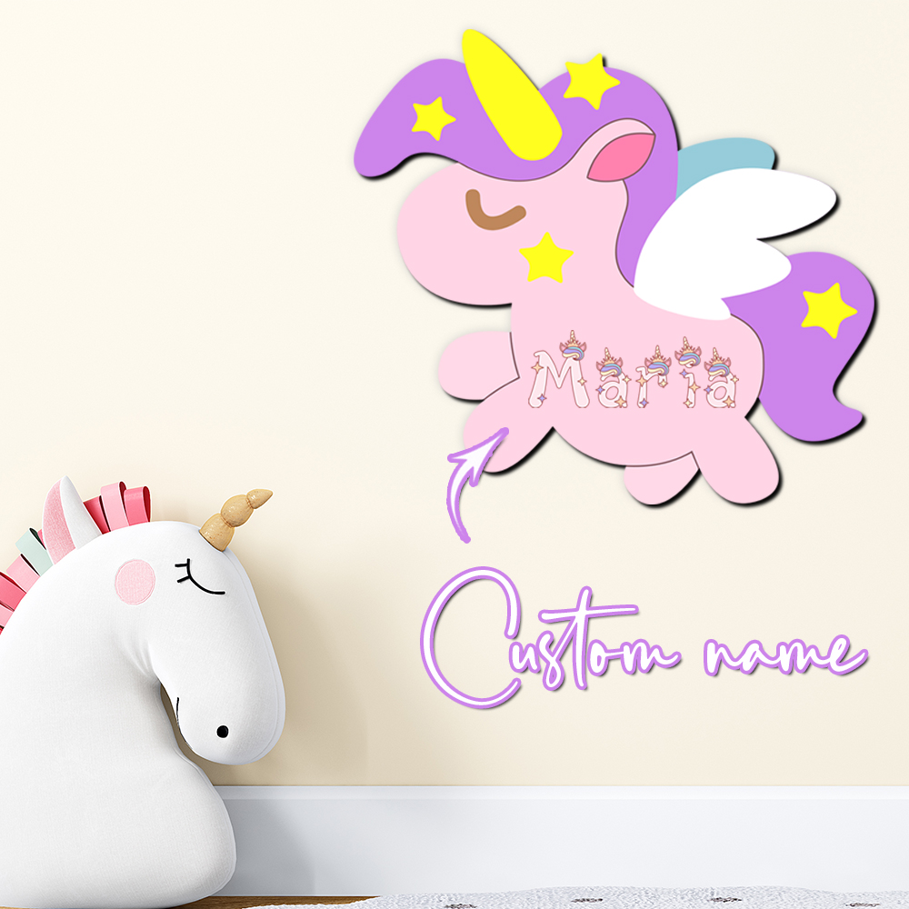 Baby Nursery Name - Custom Unicorn Wooden Name Sign Personalized