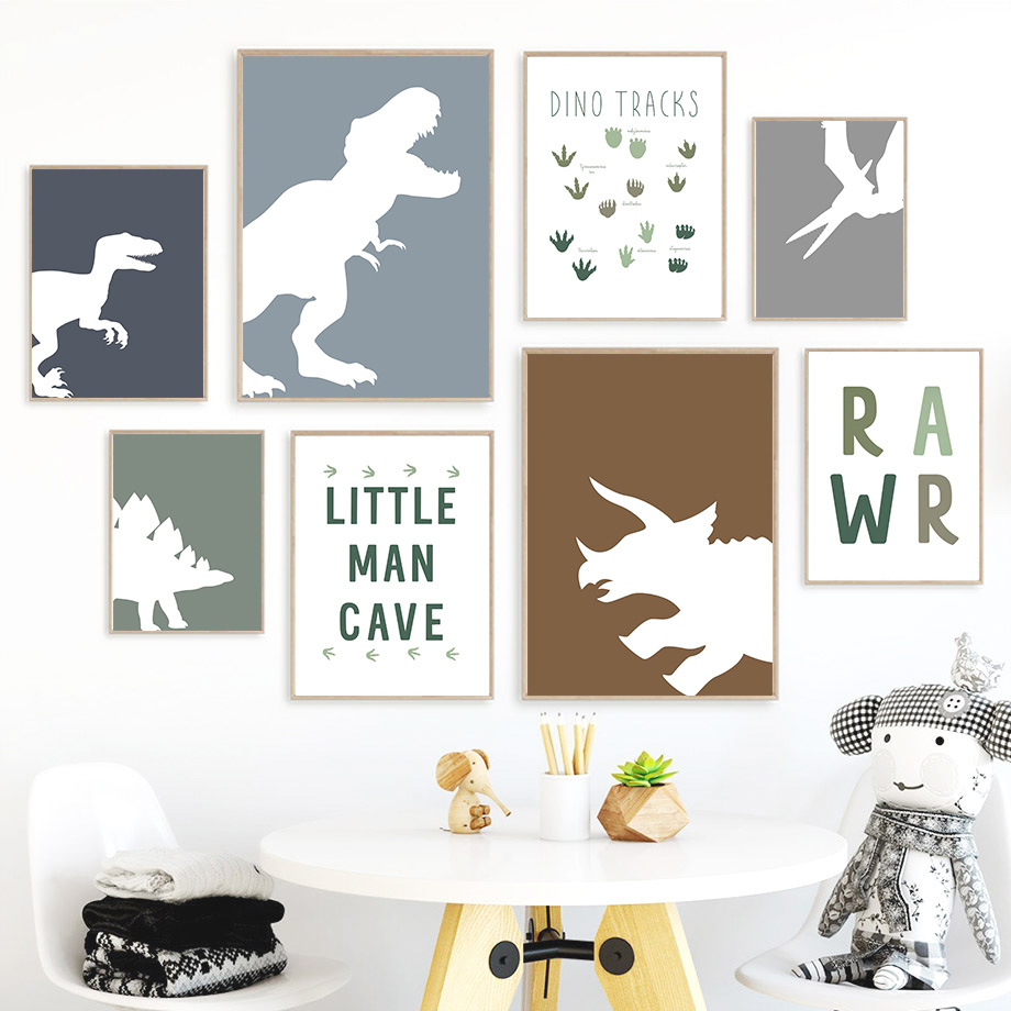 Baby Nursery Art - (2D canvas painting)Jurassic Dinosaur Tyrannosaurus Rex