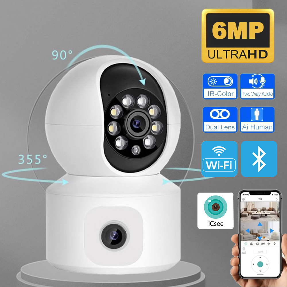 Baby Nursery Camera - 6MP ICSEE WiFi IP Camera Dual