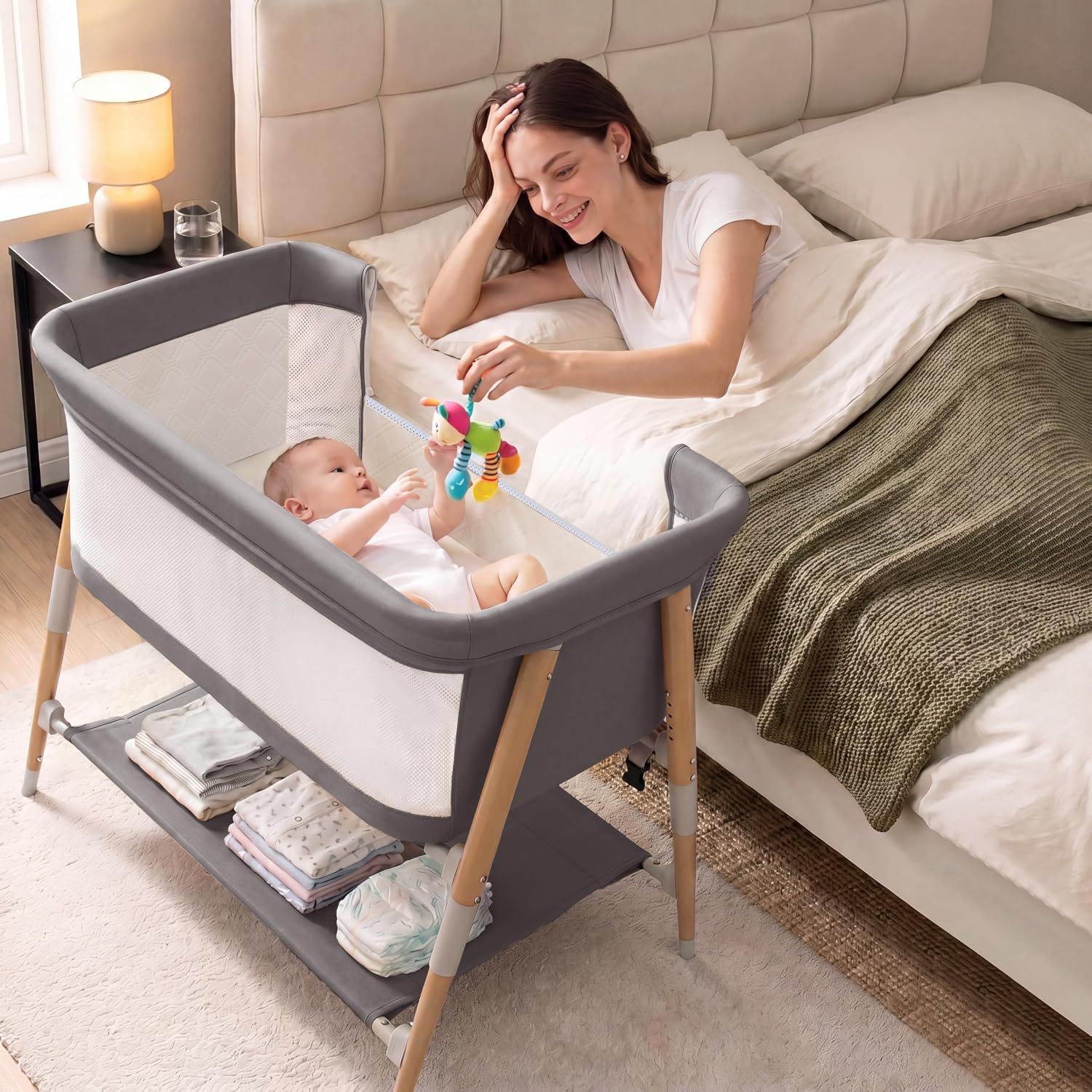 Bassinet Bedside Sleeper - 3 In 1 Baby Bassinet Bedside