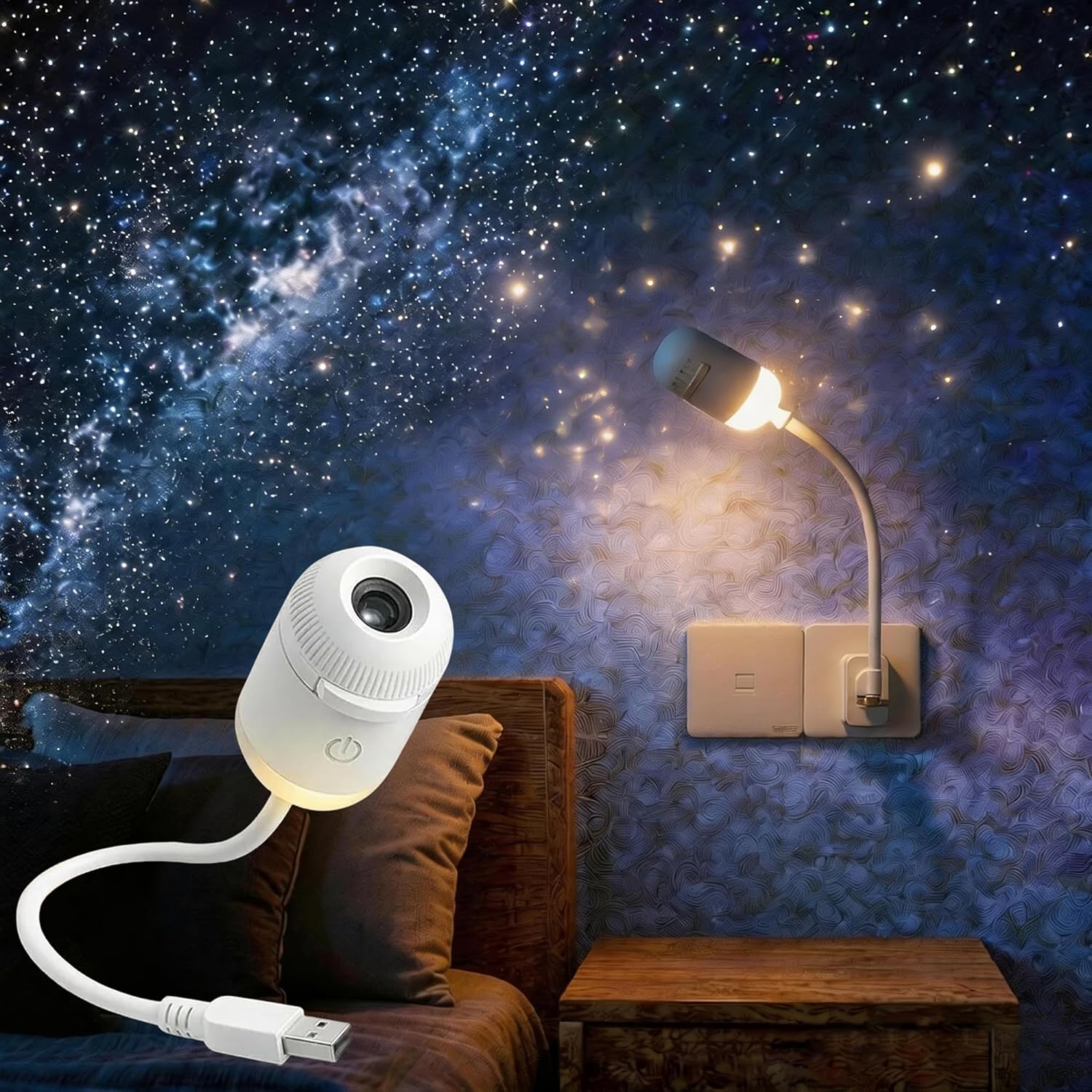 Night Light Projector Stars - 2-in-1 Galaxy Projector Night Light,USB Portable