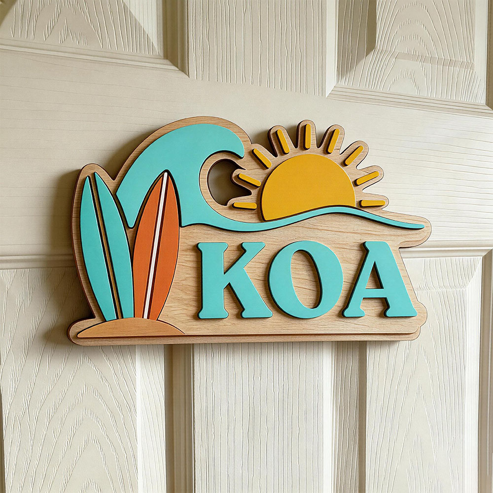 Baby Nursery Name - Custom Beach Wave Surfboard Sun Name