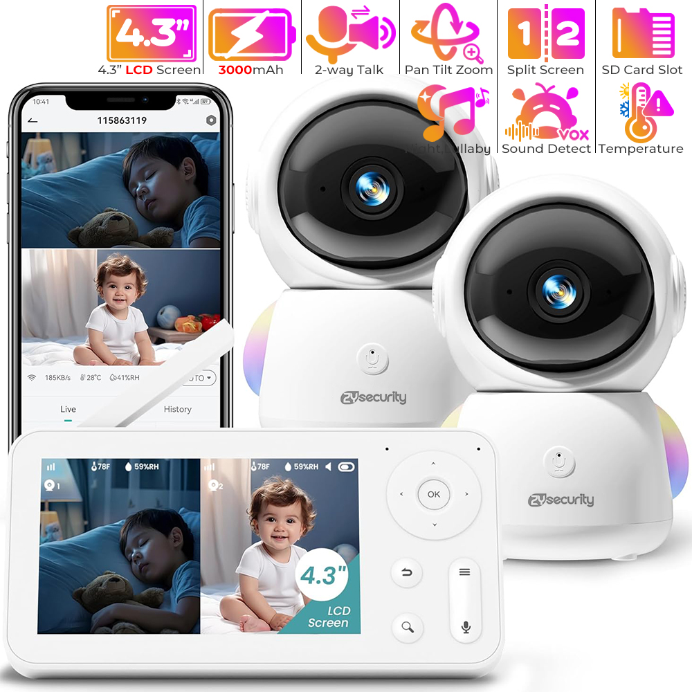 Baby Nursery Temperature - 2K Baby Monitor with 2 Cameras
