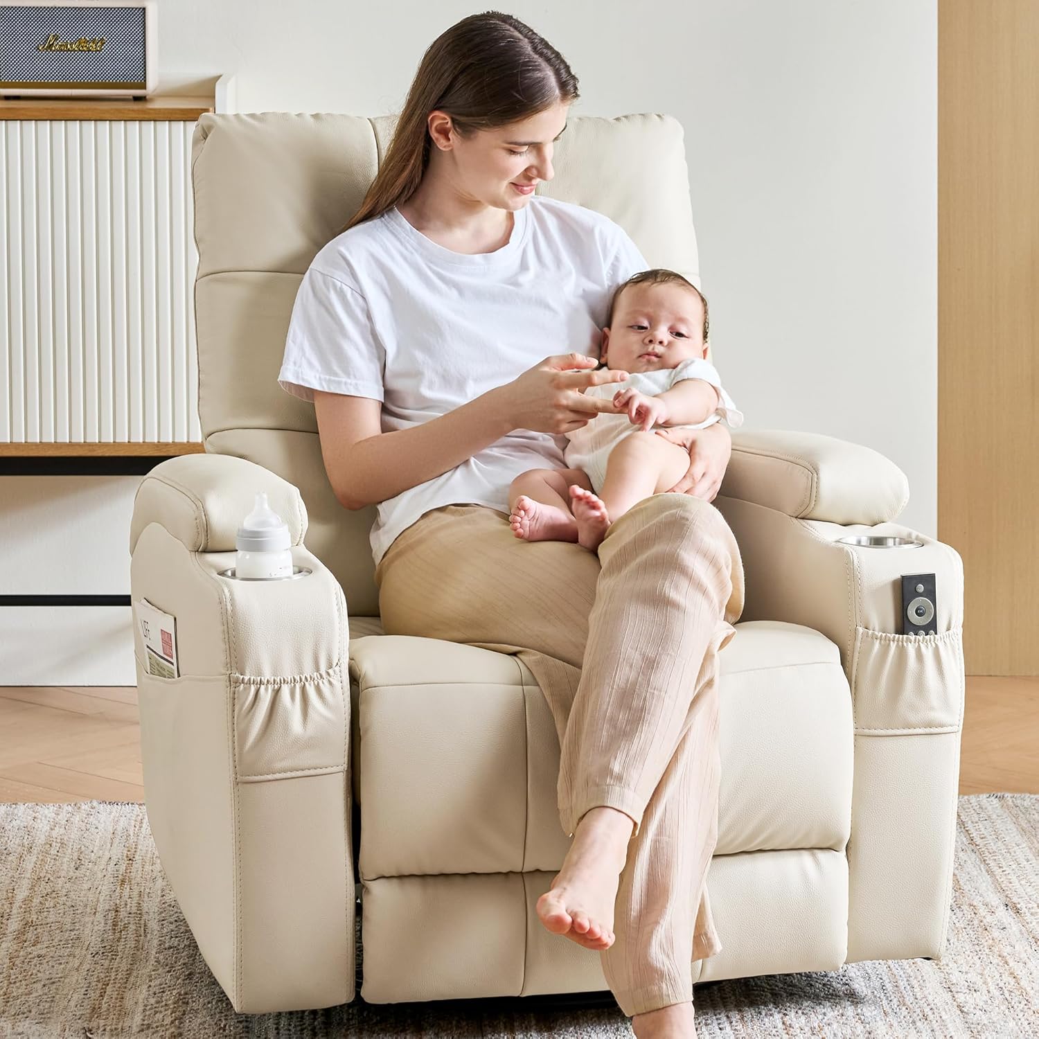 #Leather Recliner Chair, Swive - Rocking Chair Nursery ulasan dan harga