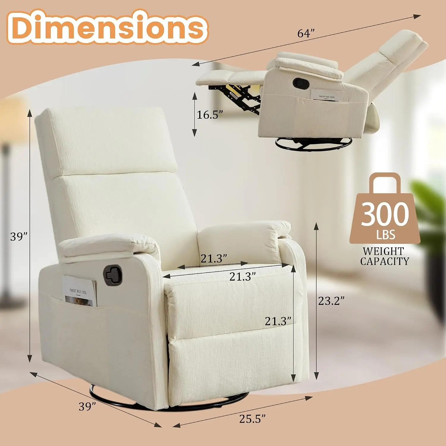 Korser Recliner Chair, Swivel  - Rocking Chair Nursery ulasan dan harga