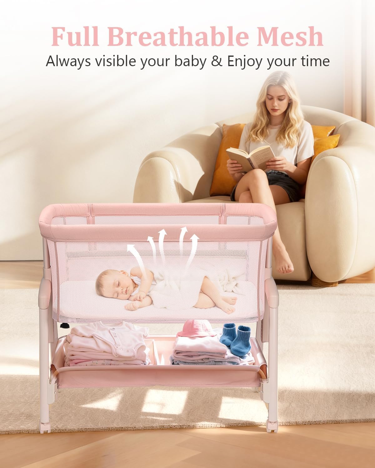 3 In 1 Baby Bassinet Newborn B - Bassinet Bedside Sleeper ulasan dan harga