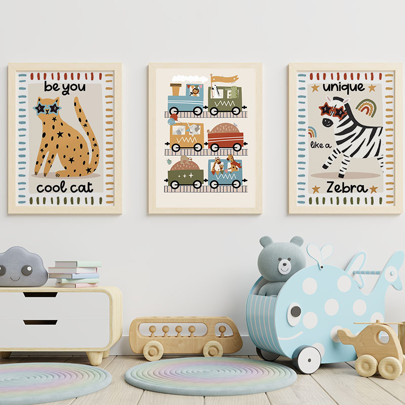Funny Cartoon Animals Car Bus  - Baby Nursery Art ulasan dan harga