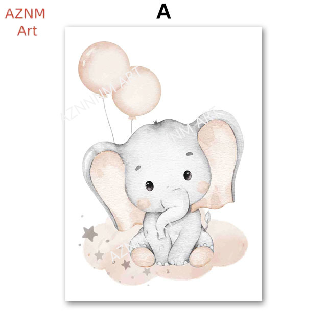 Elephant Balloon Rainbow Moon  - Baby Nursery Art ulasan dan harga