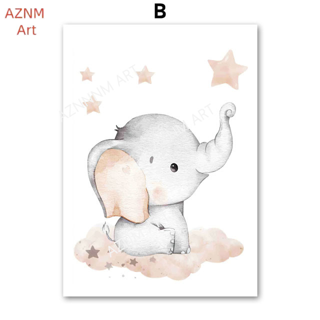 Elephant Balloon Rainbow Moon  - Baby Nursery Art ulasan dan harga