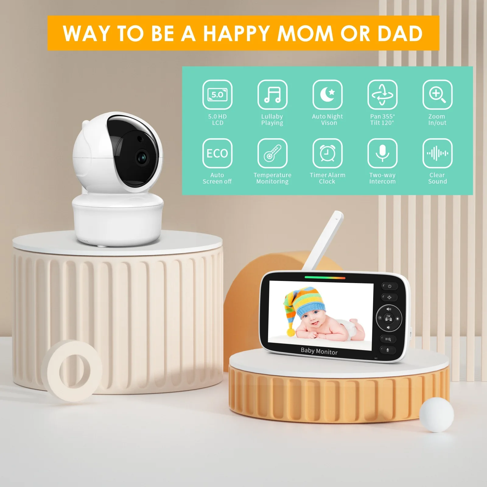 Baby Monitor with 5-inch LCD S - Baby Nursery Temperature ulasan dan harga