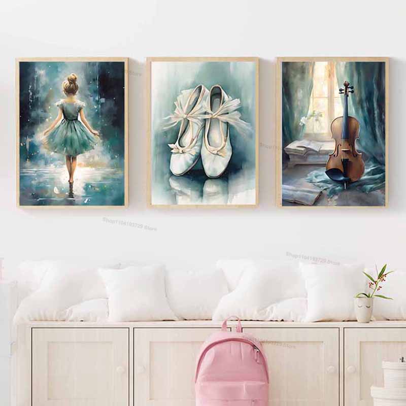 Watercolor Ballet Girl Shoes C - Baby Nursery Art ulasan dan harga