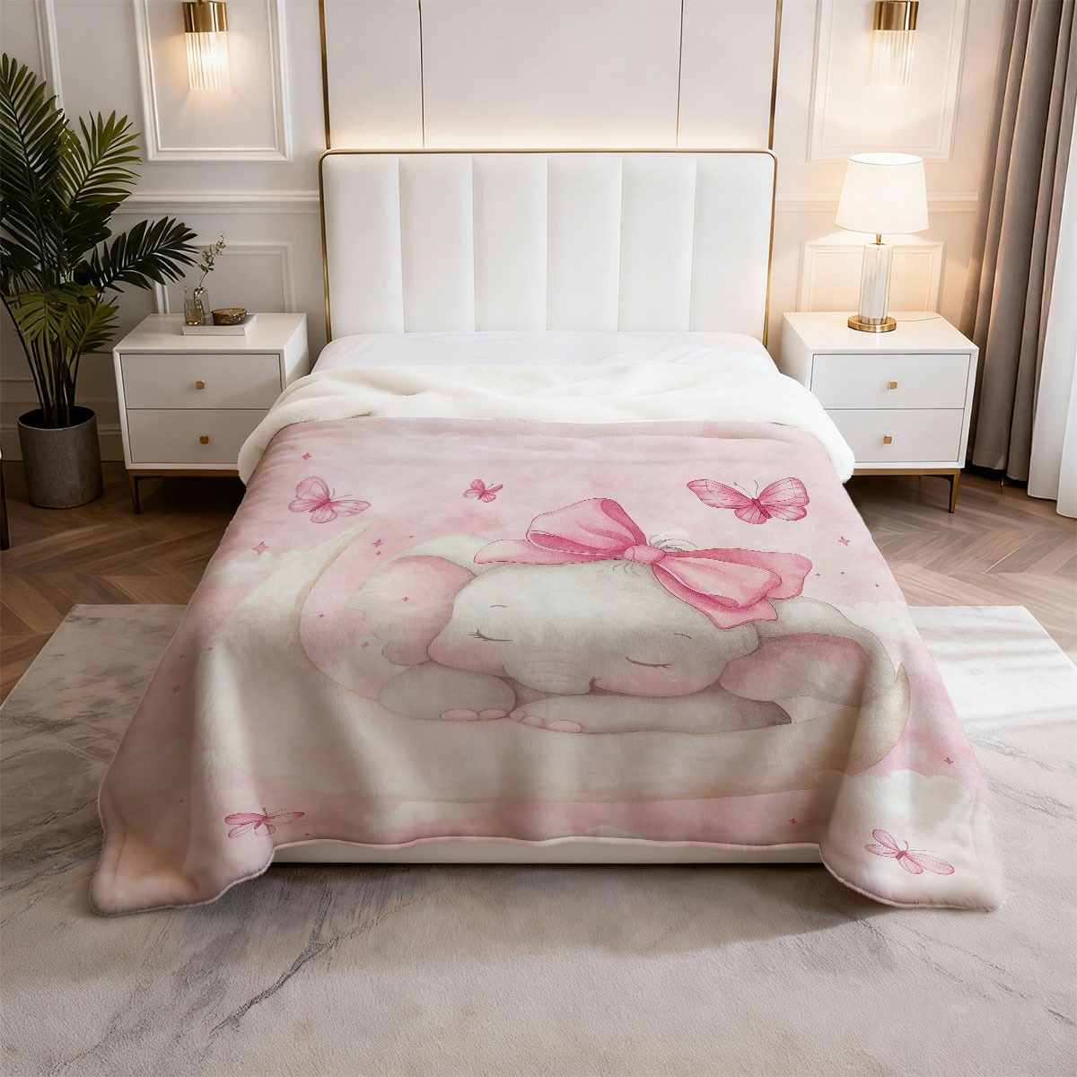Plush Baby Elephant Moon Blank - Baby Nursery Bedding ulasan dan harga