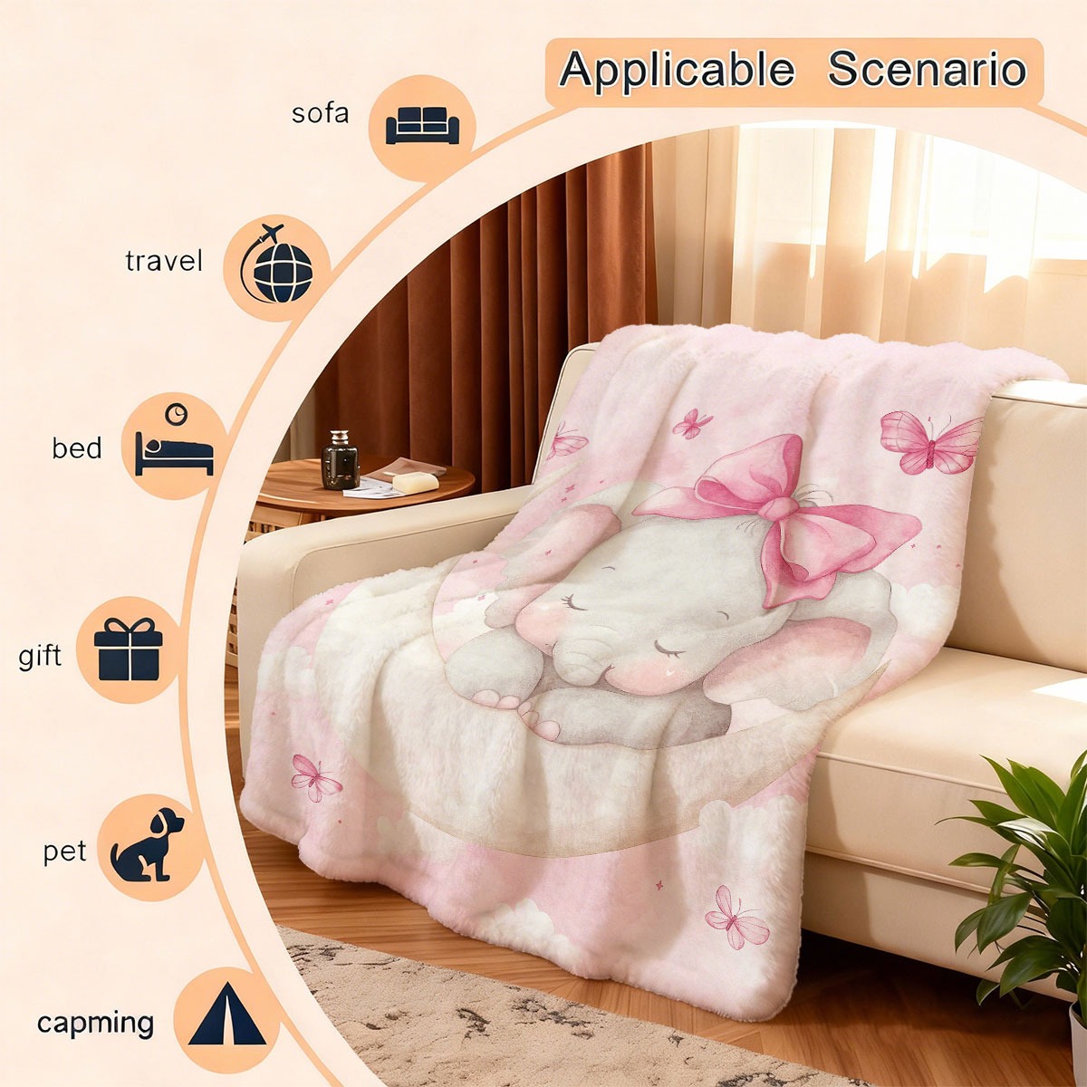 Plush Baby Elephant Moon Blank - Baby Nursery Bedding ulasan dan harga