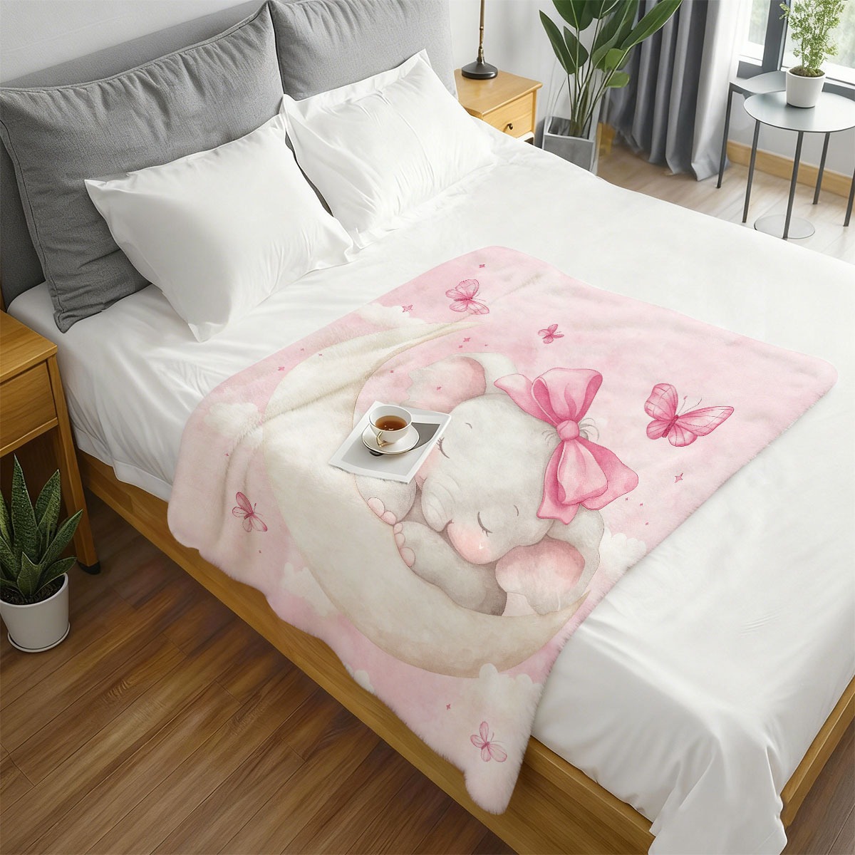 Plush Baby Elephant Moon Blank - Baby Nursery Bedding ulasan dan harga