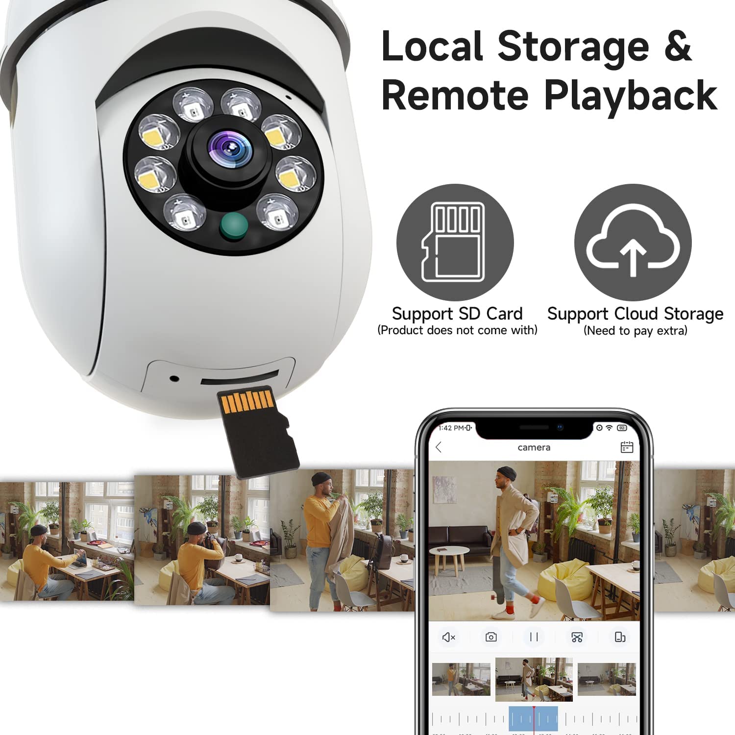 8MP E27 Bulb Surveillance Came - Baby Nursery Camera ulasan dan harga