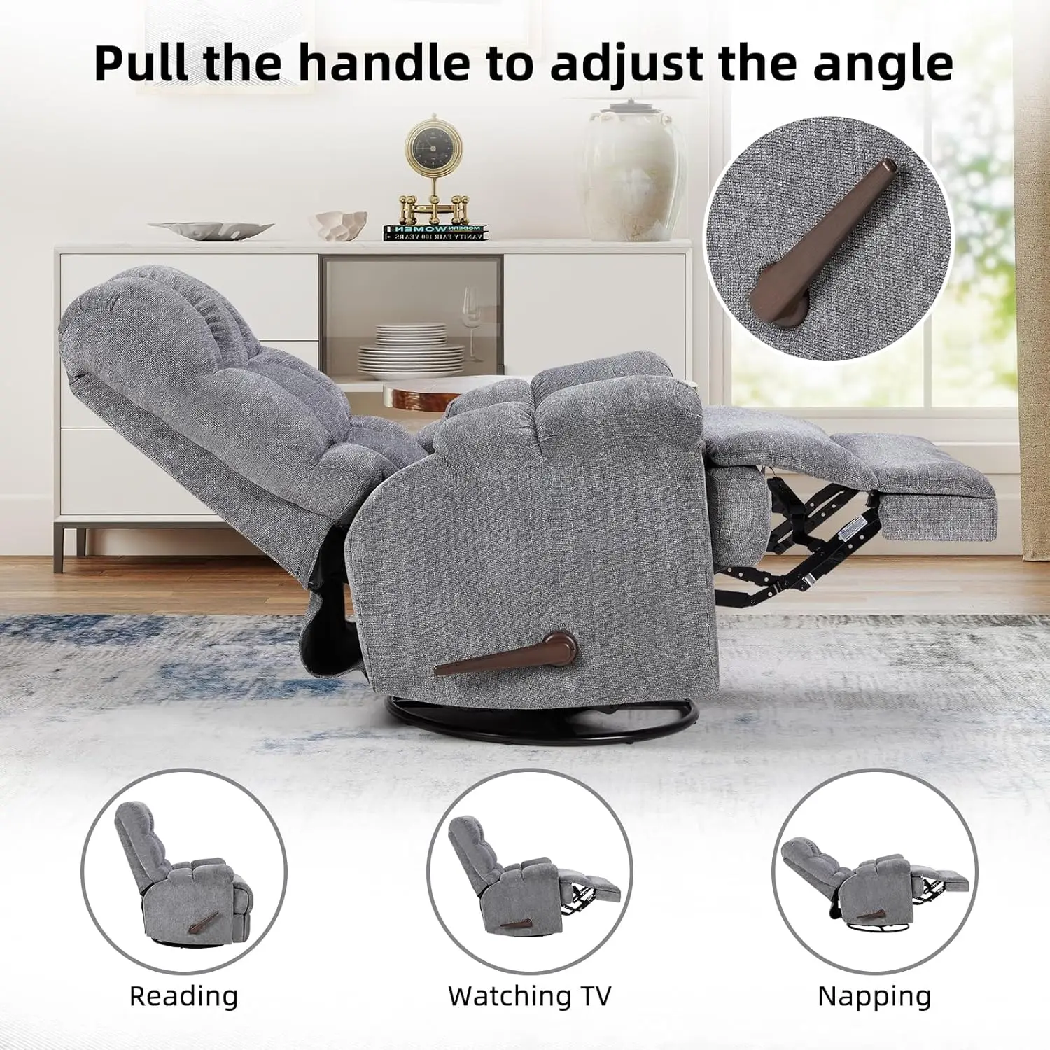 Grey Swivel Rocker Recliner Gl - Rocking Chair Nursery ulasan dan harga