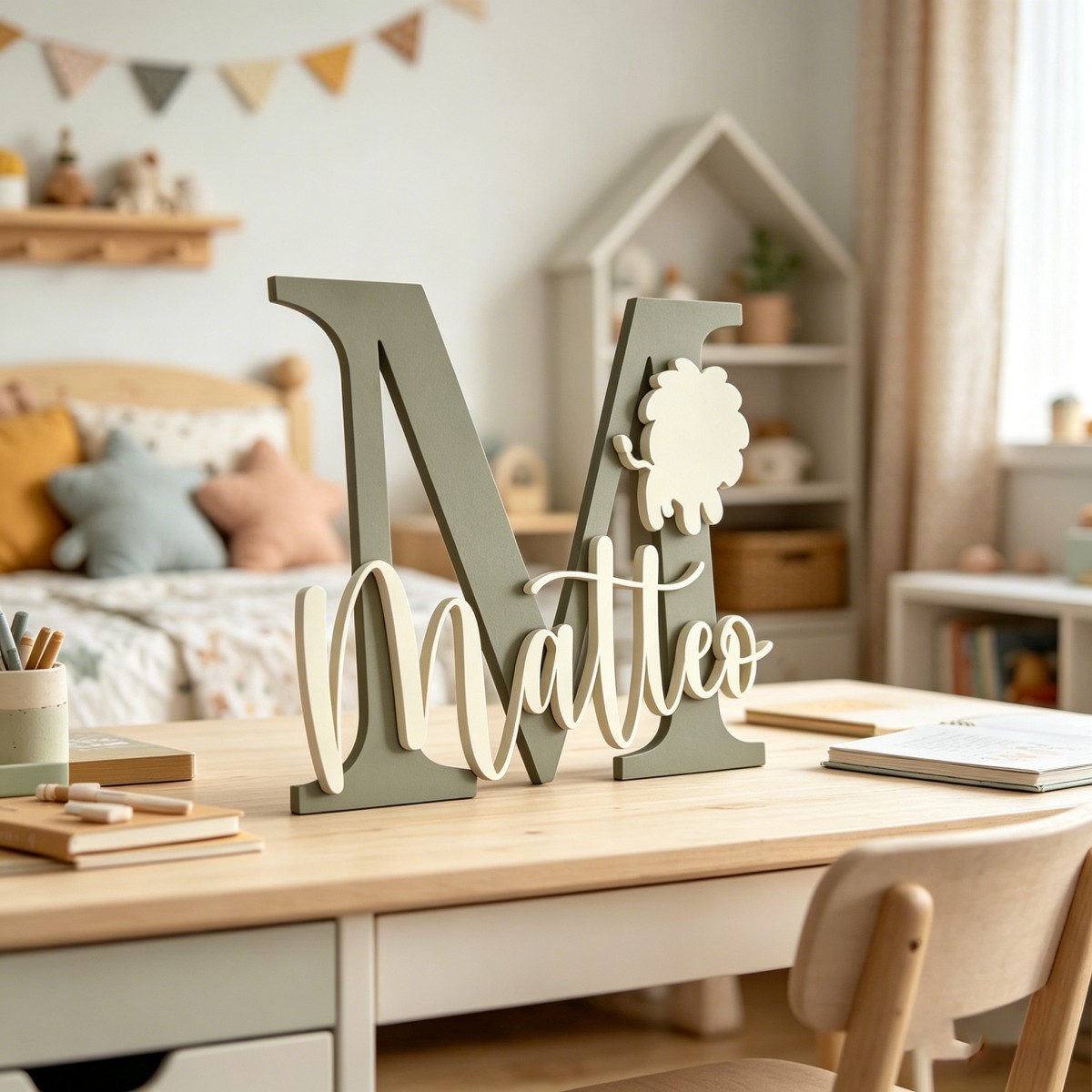 1Pc Custom Lion Name & Initial - Baby Nursery Name ulasan dan harga