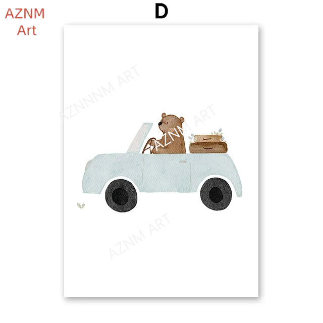 Cute Boho Bear Crane Excavator - Baby Nursery Art ulasan dan harga