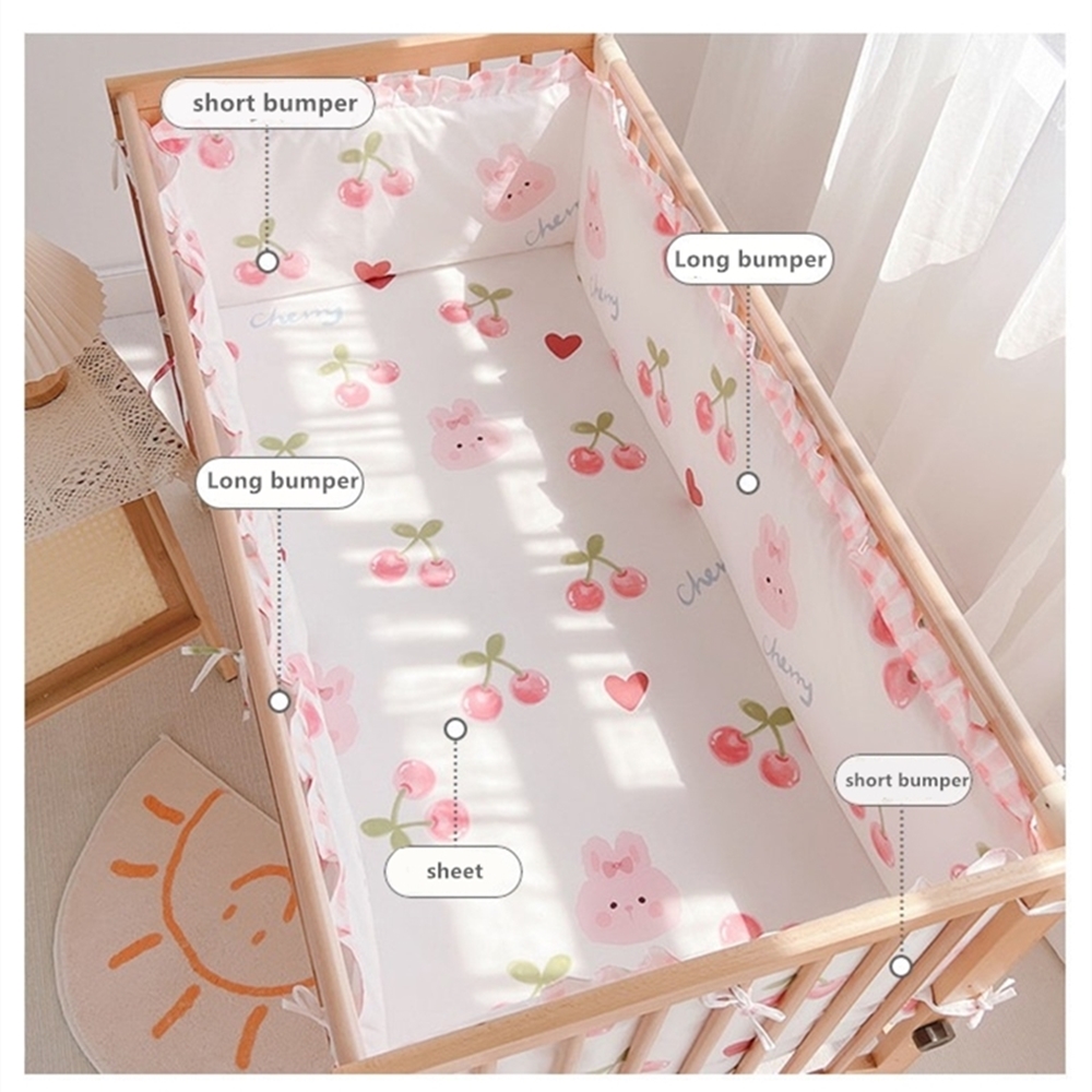5Pcs Crib Bedding Set Girl Bab - Baby Nursery Bedding ulasan dan harga