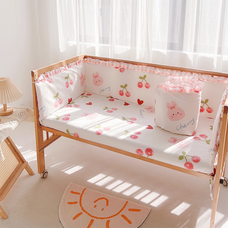 5Pcs Crib Bedding Set Girl Bab - Baby Nursery Bedding ulasan dan harga