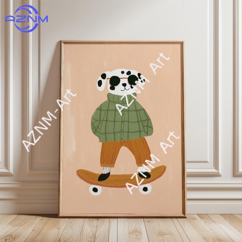 1PC Funny Animal Skateboarding - Baby Nursery Art ulasan dan harga