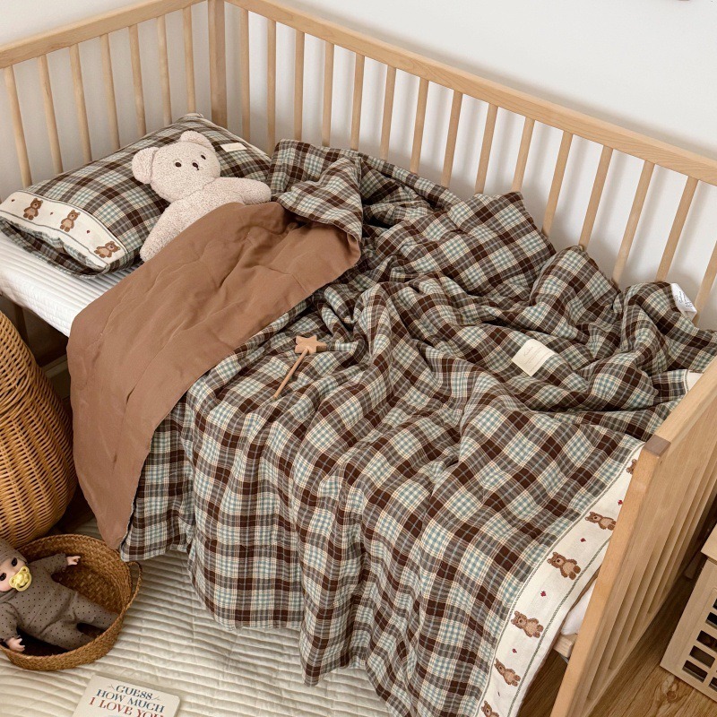 Breathable Grid Linen Quilt fo - Baby Nursery Bedding ulasan dan harga