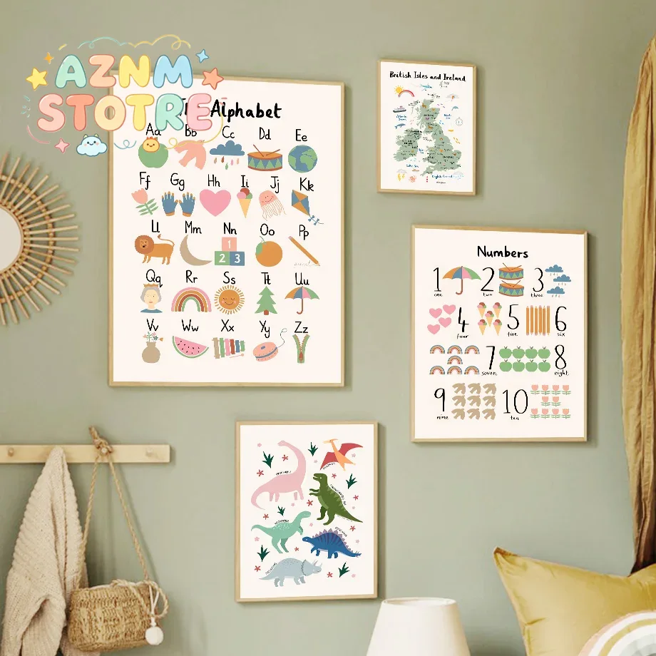 Animal World Map Dinosaur Alph - Baby Nursery Art ulasan dan harga