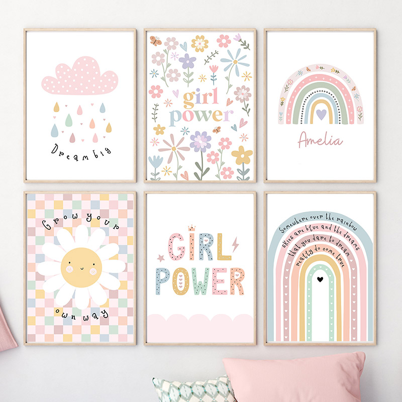 Sun Flower Rainbow Cloud Heart - Baby Nursery Art ulasan dan harga