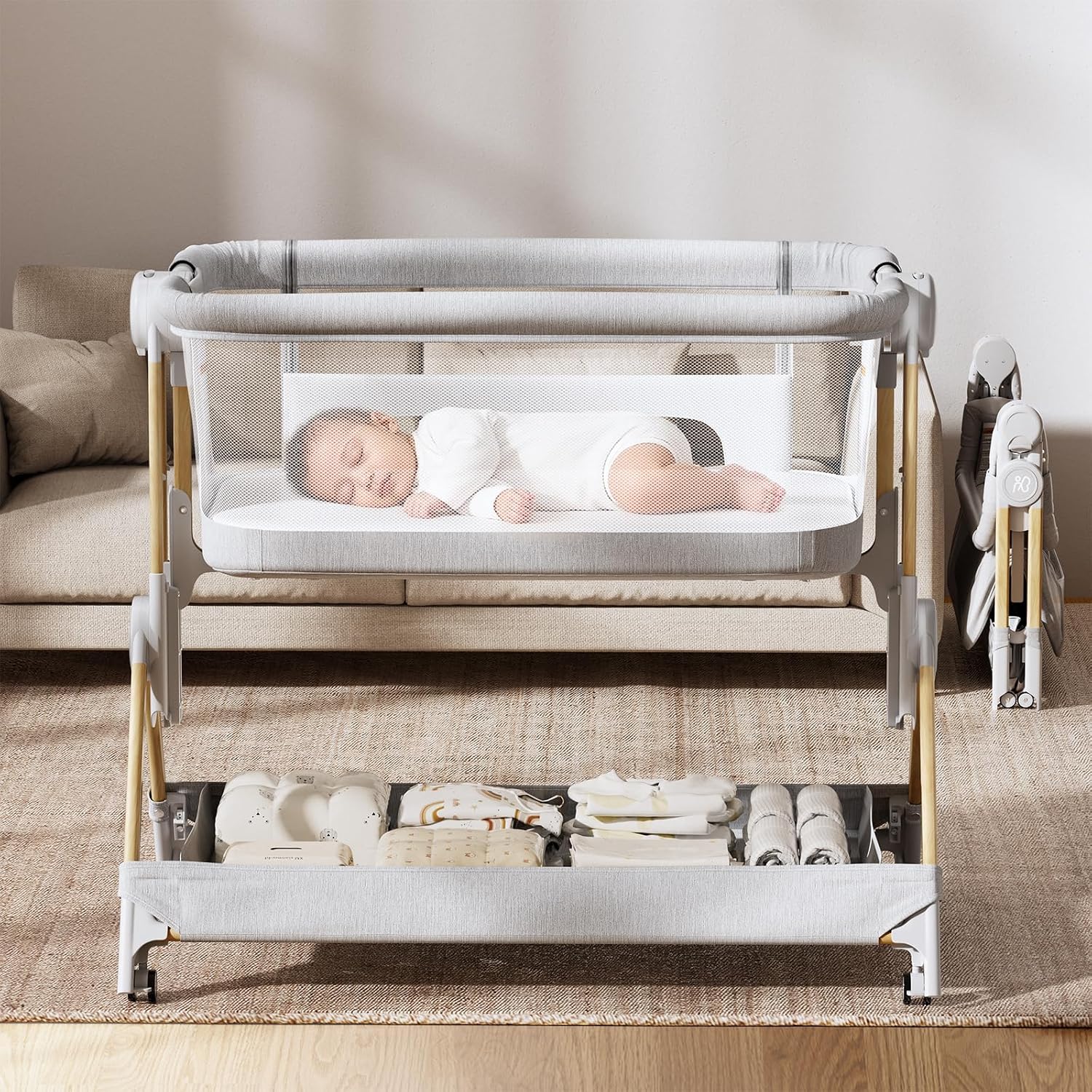 3 In 1 Bedside Crib One Click  - Bassinet Bedside Sleeper ulasan dan harga