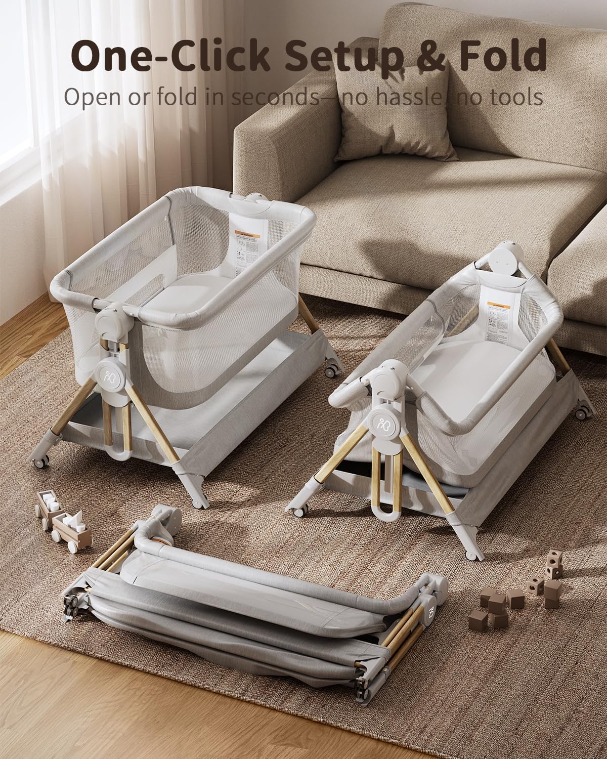 3 In 1 Bedside Crib One Click  - Bassinet Bedside Sleeper ulasan dan harga