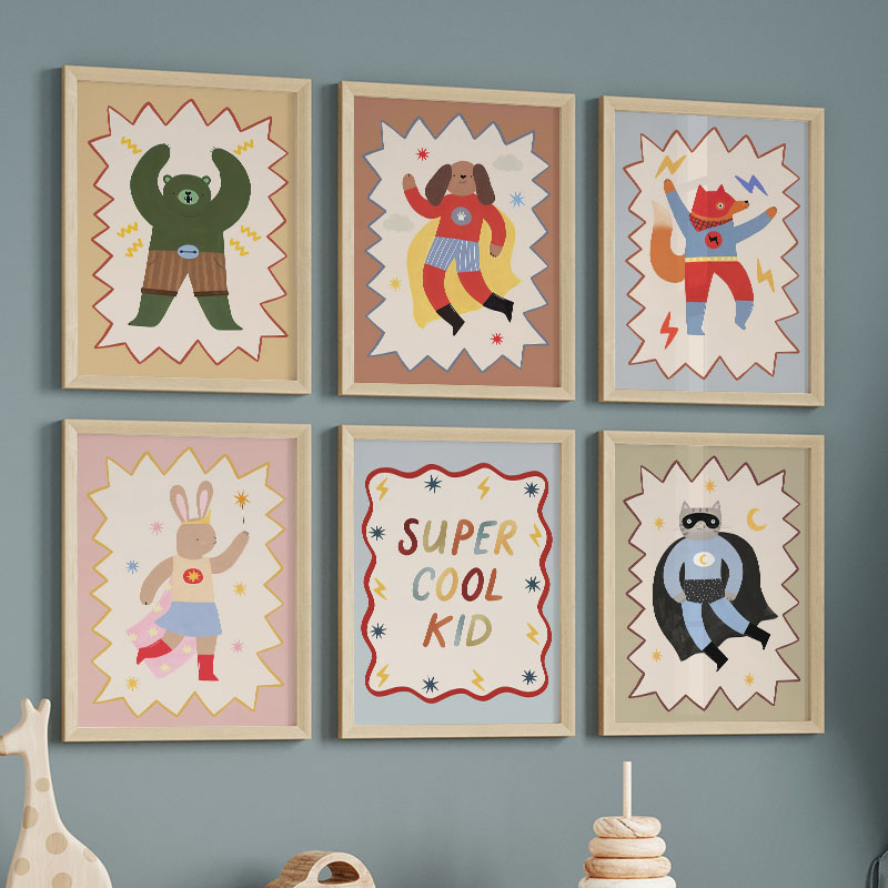 Funny Cartoon Super Cool Kid N - Baby Nursery Art ulasan dan harga