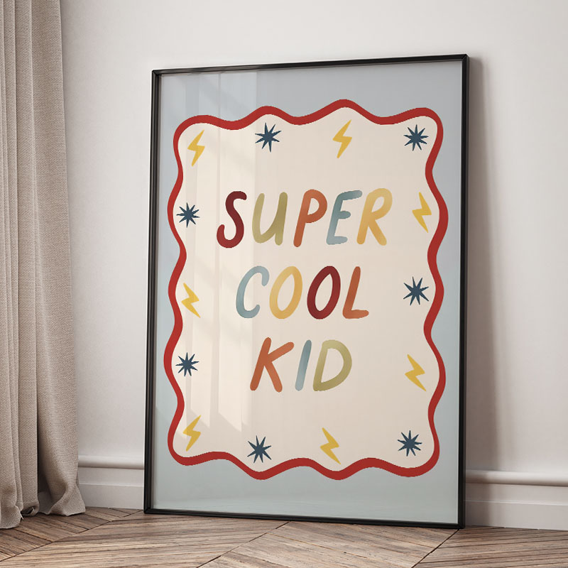 Funny Cartoon Super Cool Kid N - Baby Nursery Art ulasan dan harga